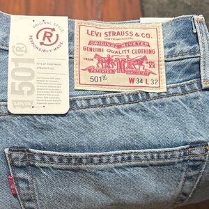 Levi's Light Blue Denim 501® Jeans with Red Patch